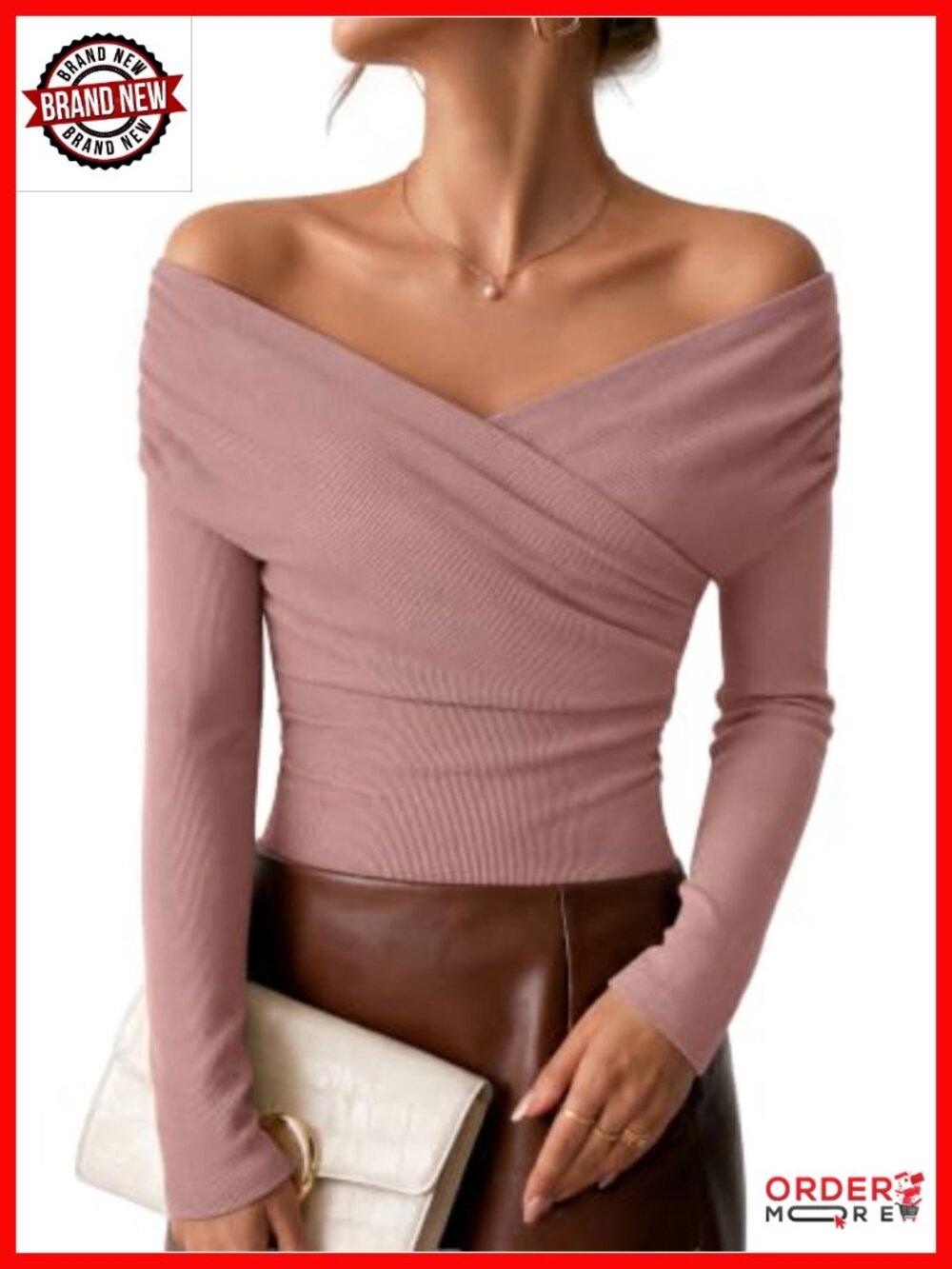 ZESICA Womens Long Sleeve Wrap Off Shoulder Top Y2K Going Out Blouse